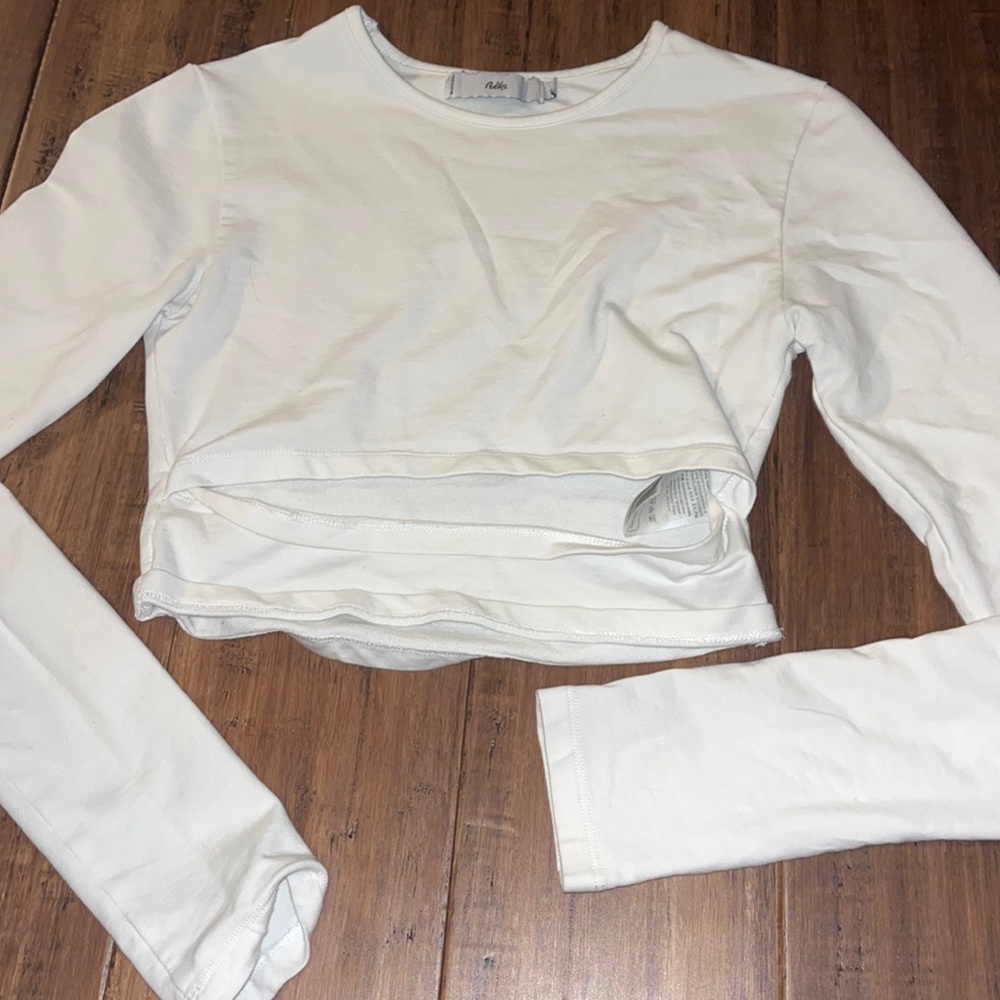 Long sleeve crop with stomach cut out